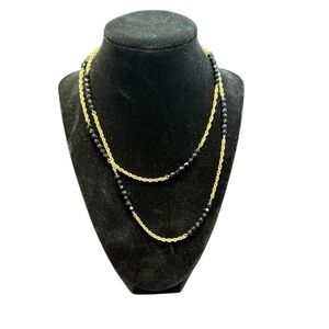 Avon Gold and Black “Beaded Ropetwist” Necklace NIB vintage 1990